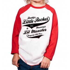 Dragstrip Kids Crew  Baseball Top - Rocker Monster  Red/white